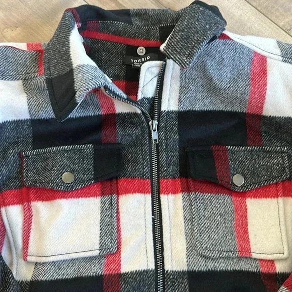 Torrid Plaid Checkered Wool Bomber Jacket Sz 2 (2X) - Picture 8 of 13